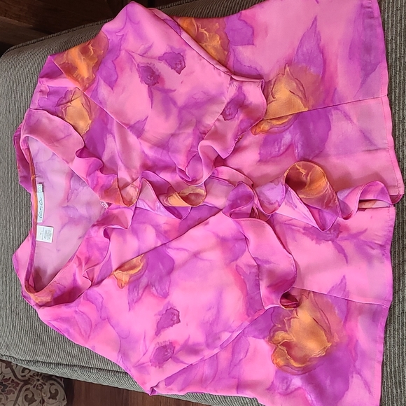 Kathy Che Ruffle Front Vibrant Color Blouse - Picture 13 of 13